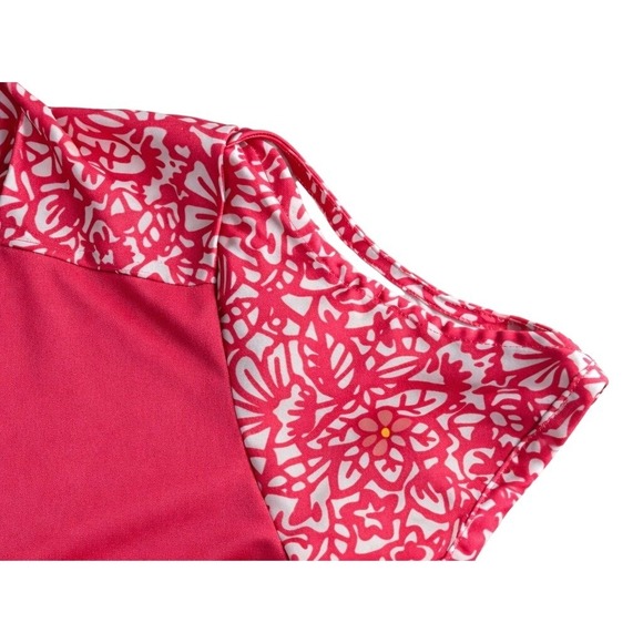 Callaway Women's Pink Opti-dri 1/4 Zip Floral Sleeve Golf Shirt Size M - Picture 4 of 6